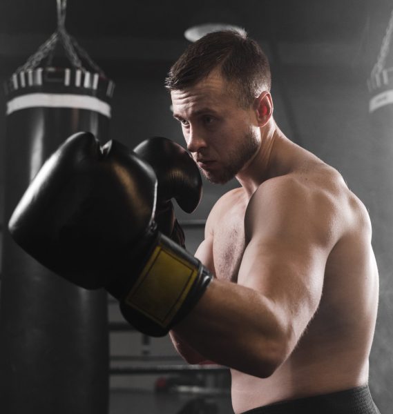 boxer-with-black-gloves-training